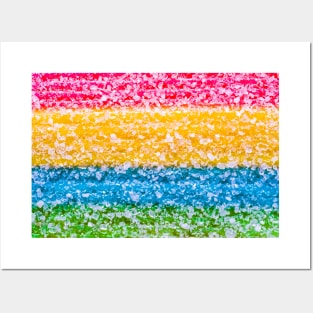 Neon Rainbow Sour Gummy Stripes Candy Photo Pattern Posters and Art